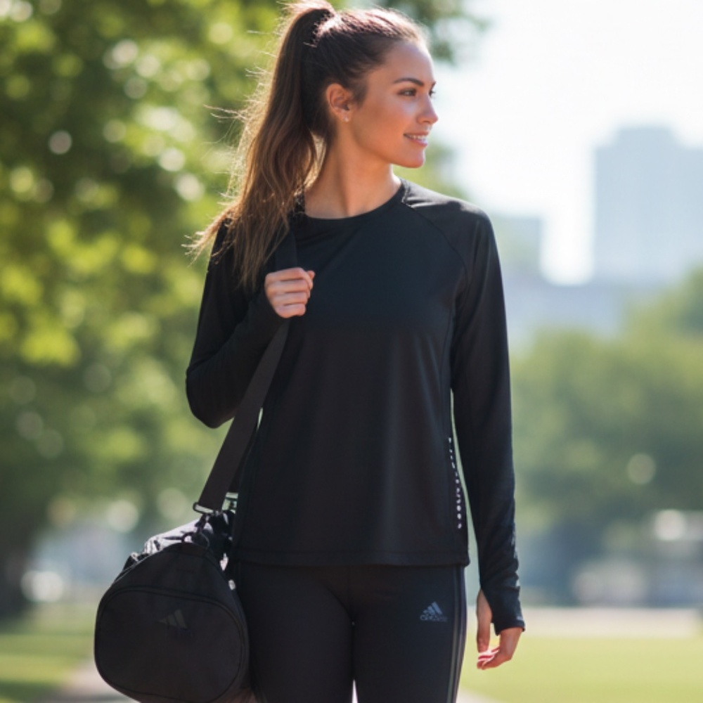 🖤 Adidas x Karlie Kloss Black Long Sleeve Performance Top! L 🖤